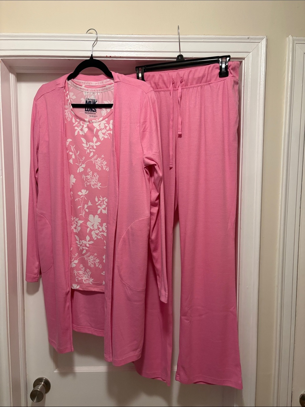 Muk Luks Pink Floral 3-Piece Pajama Set Size TS